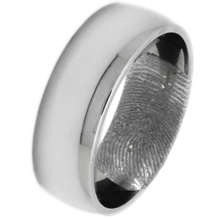 Customised Polished Dome Profile Titanium Ring with Secret Fingerprint