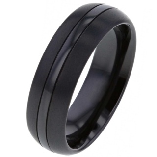 Dome Profile Black Zirconium Ring 