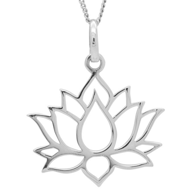 By Charlotte Sterling Silver Live in Peace Lotus Necklace | Denim Iniquity