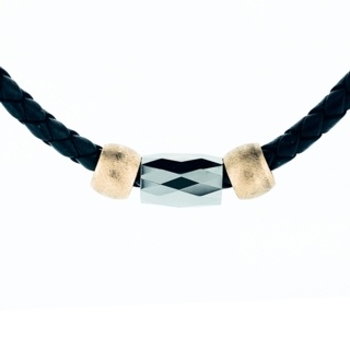 Rose Gold Tungsten Carbide Leather Necklace