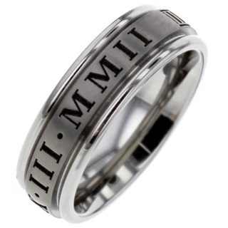 Personalised Titanium Roman Numeral Ring