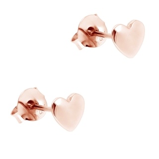 Polished Rose Gold Heart Stud Earrings