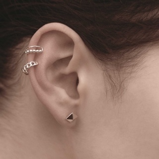 925 Double Silver Beaded Ear Cuff